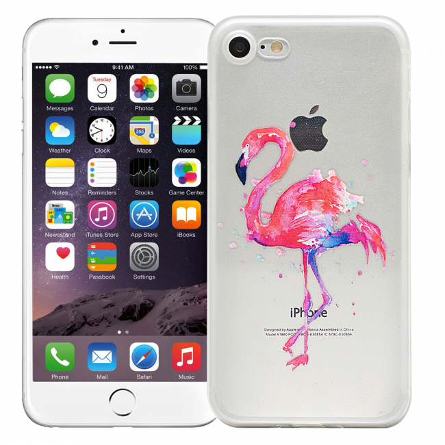 Чехол для iPhone 7/8 "Розовый фламинго" (прозрачный)