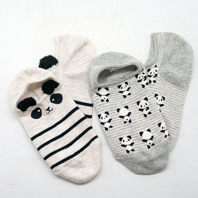 Носки короткие "Панды" (2 пары, серые)