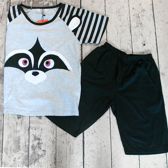 Пижама "Raccoon" (серо-черная)