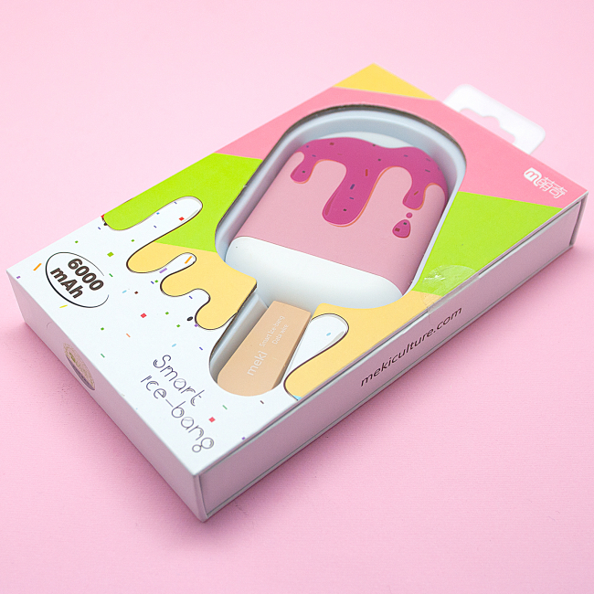 Портативное зарядное устройство "Мороженое" (розовый)