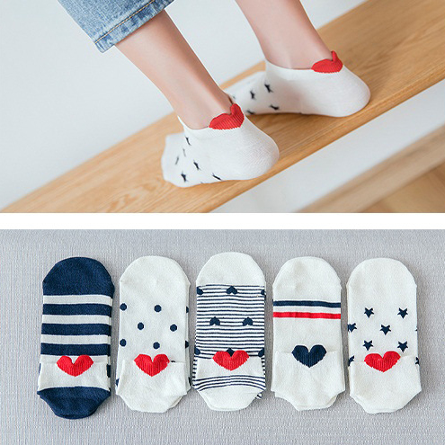 Носки "С сердечком" (синие в полоску)