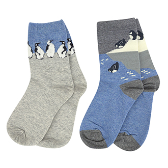 Серо-синие теплые носки с пингвинами