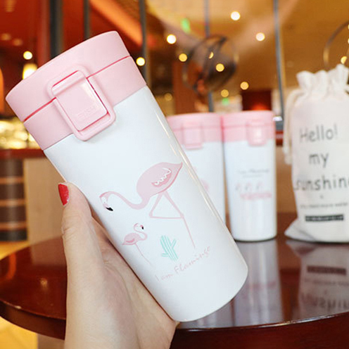 Термостакан "Фламинго и кактус"