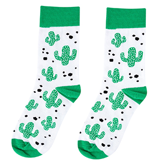 Белые носки из хлопка с кактусами