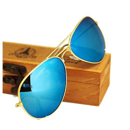 Очки "Aviator Mirror - Gold & Dark blue"