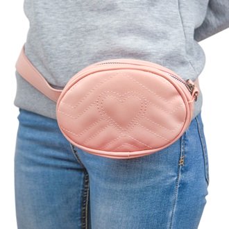 Розовая поясная сумка с вышитым сердечком
