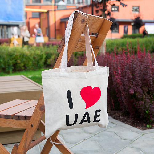 Эко-сумка шоппер с принтом "UAE" (белая)
