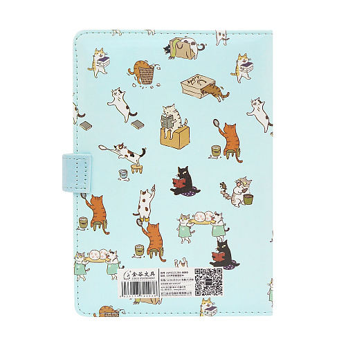 Блокнот на застежке "Cat stories" (голубой)