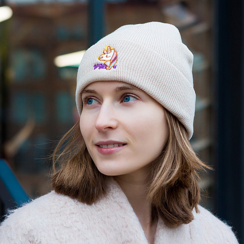 Шапка "Единорог" (бежевая)