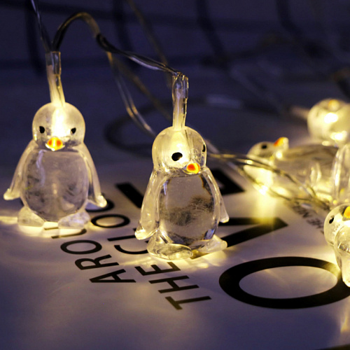 Гирлянда "Пингвины" (теплый белый), LED, батарейка