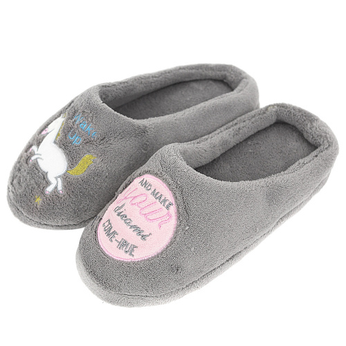 Тапочки "Мечты о единороге" (серые)