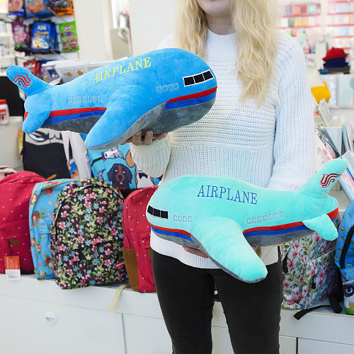 Игрушка-подушка "Самолет" (синий) 40см