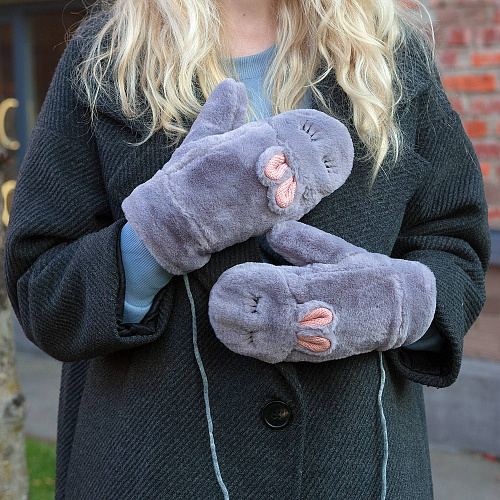 Варежки "Кролики" (серые)