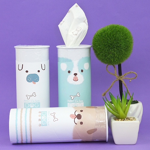 Салфетки-платочки с принтом в тубусе "Dog" (белый)