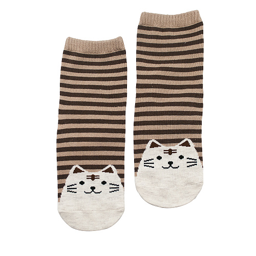 Носки "Кот в полоску" (коричневые)