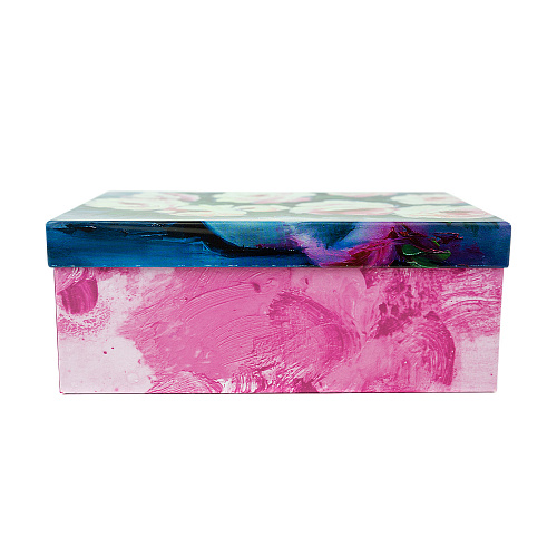 Подарочная коробка «Цветы», 24 х 15,5 х 9,5 см (красно-синяя)