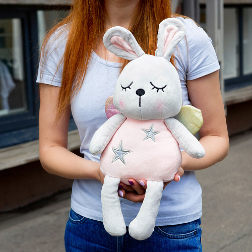 Игрушка-подушка "Зая-ангелок" (серый) 45см