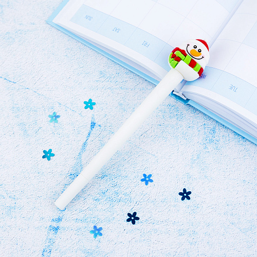 Ручка "Новый год" снеговик с шарфом