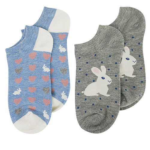 Носки короткие "Кролик+голубые"