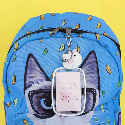 Брелок-кардхолдер с карабином "Свинка голубая"