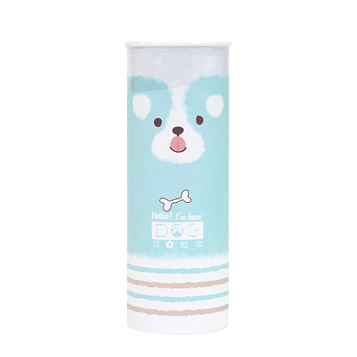 Салфетки-платочки с принтом в тубусе "Dog" (мятный)