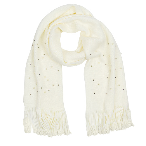 Шарф с бусинами (белый)