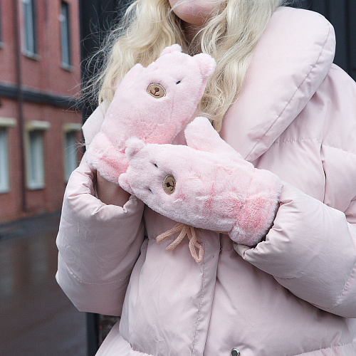 Варежки-медведи (розовые)