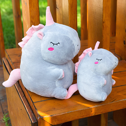 Игрушка-подушка "Единорог с сердечком" (серый)