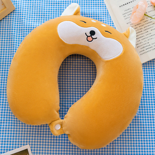 Подушка для путешествий "Корги" (беж), Memory Foam