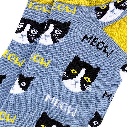 Носки короткие "Коты" (желто-голубые)