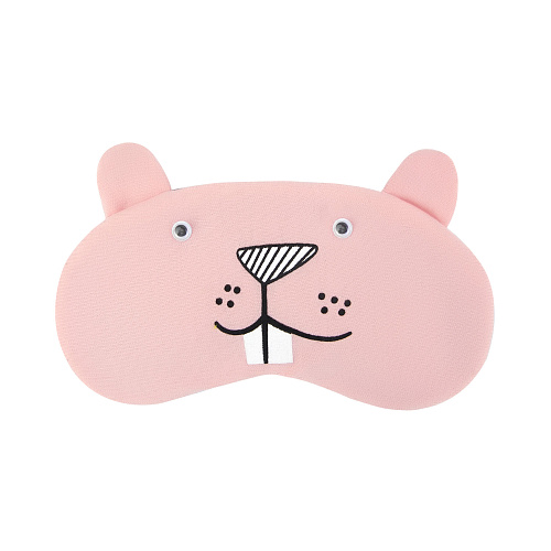 Маска для сна "Бобр” (розовый) с гелевой вставкой