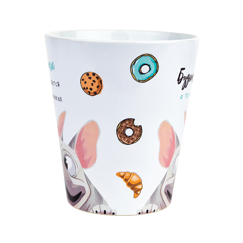 Кружка латте малая "Мопс и сладости"