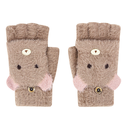 Варежки пушистые медведи (коричневые)