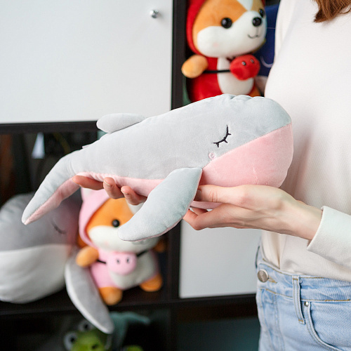 Игрушка-подушка "Кит Лара" (серый), 35см.