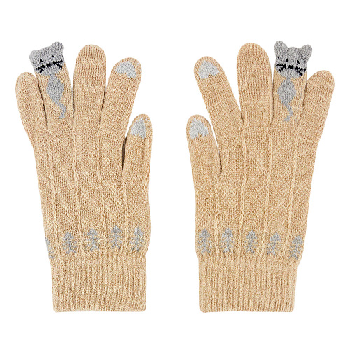 Перчатки сенсорные "Котик Ми", беж