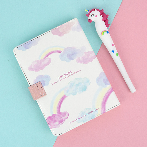 Блокнот с застежкой "Pastel unicorn" (радуга)