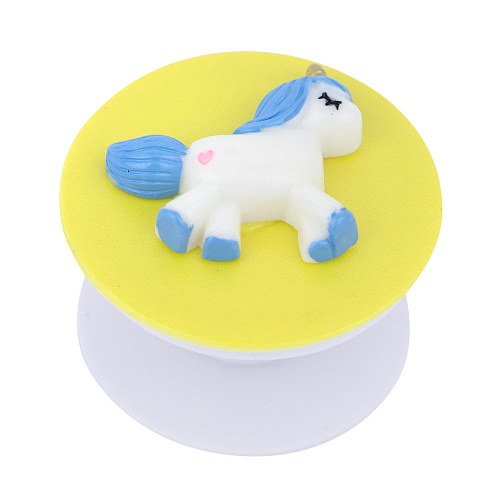 Держатель для телефона/попсокет "Единорожка" (синий на желтом)