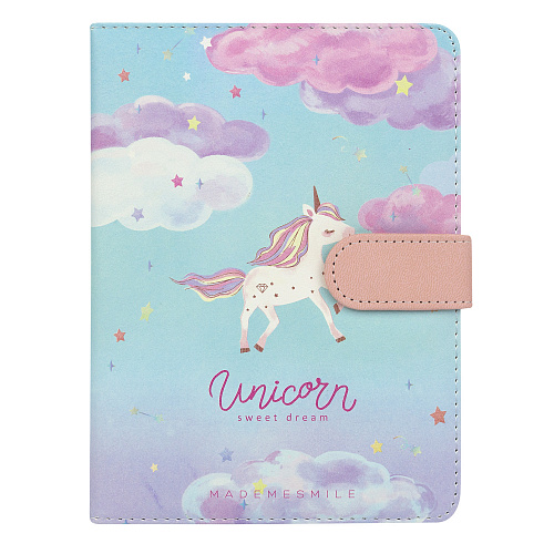 Блокнот с застежкой "Pastel unicorn" (облака)