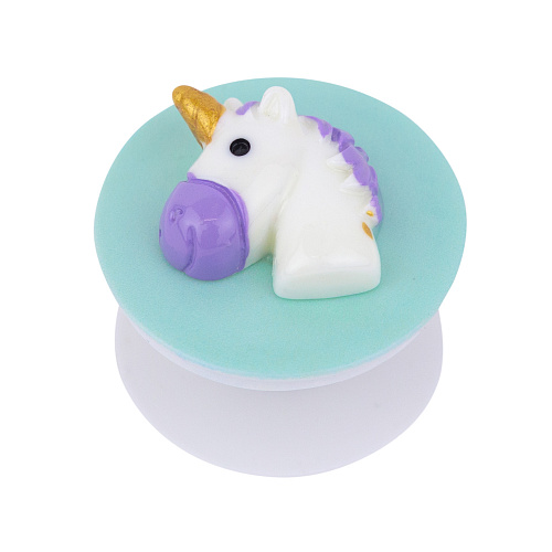 Держатель для телефона/попсокет "Голова единорога" (фиолетовый на зеленом)