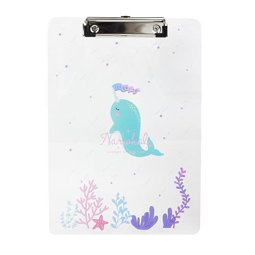Папка-планшет "Прозрачный" (нарвал и кораллы)