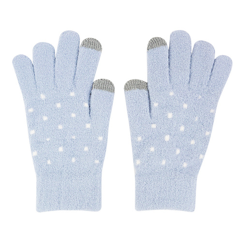 Перчатки сенсорные "Горошки", серые