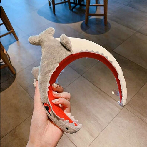 Повязка на голову "Акула", серый