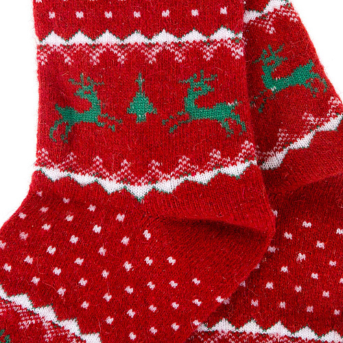 Носки теплые "Олени" (красные)