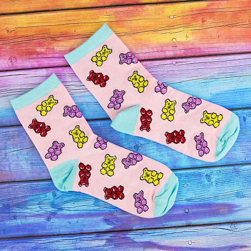 Носки "Мишки на розовом", разм.35-39