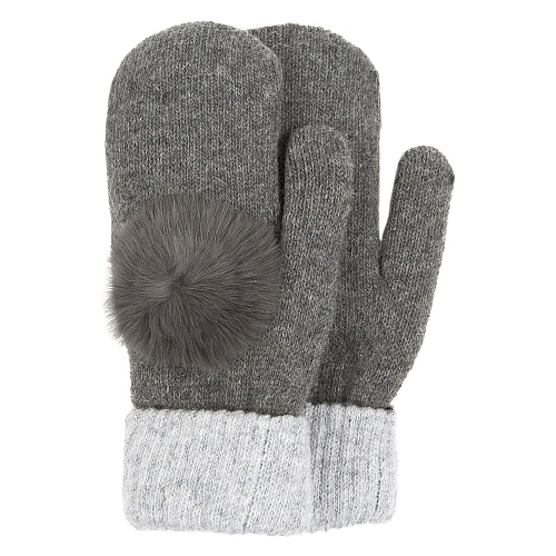 Варежки с помпоном (серые)