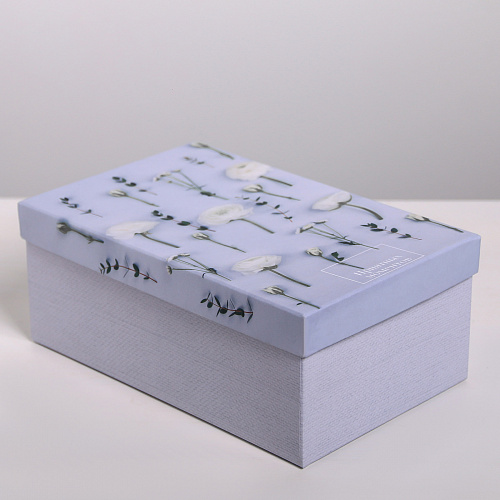 Подарочная коробка «Цветы», 24 х 15,5 х 9,5 см (приятных моментов белые розы на сером)