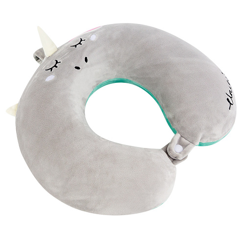 Подушка для путешествий "Единорог спит", Memory Foam  (серый)