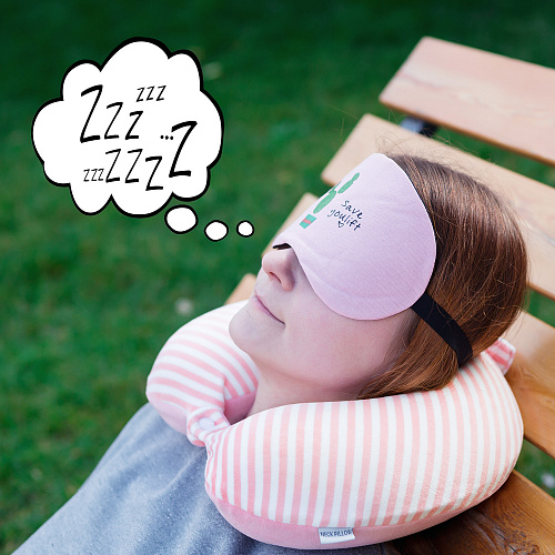 Подушка для путешествий "Полосочки", Memory Foam  (розовая пудра)