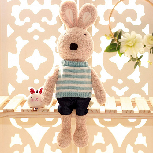 Игрушка-подушка "Зайка в голубом свитере" 45см