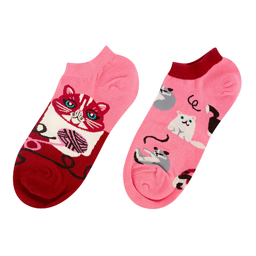 Носки короткие "Кот с клубком"